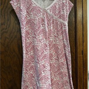 Garnet Hill Pink and White Floral Kimono Nightgown